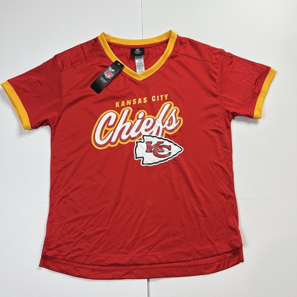 NFL Kansas City Chiefs Red Juniors Jersey NFL Football V Neck Size XL(15/17) NWT